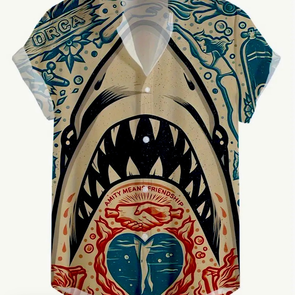 TATTOO SHARK men’s collard shirt
